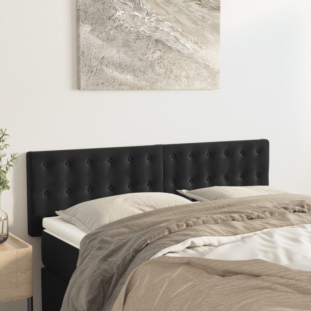 sengegavle 144x5x78/88 cm fløjl sort