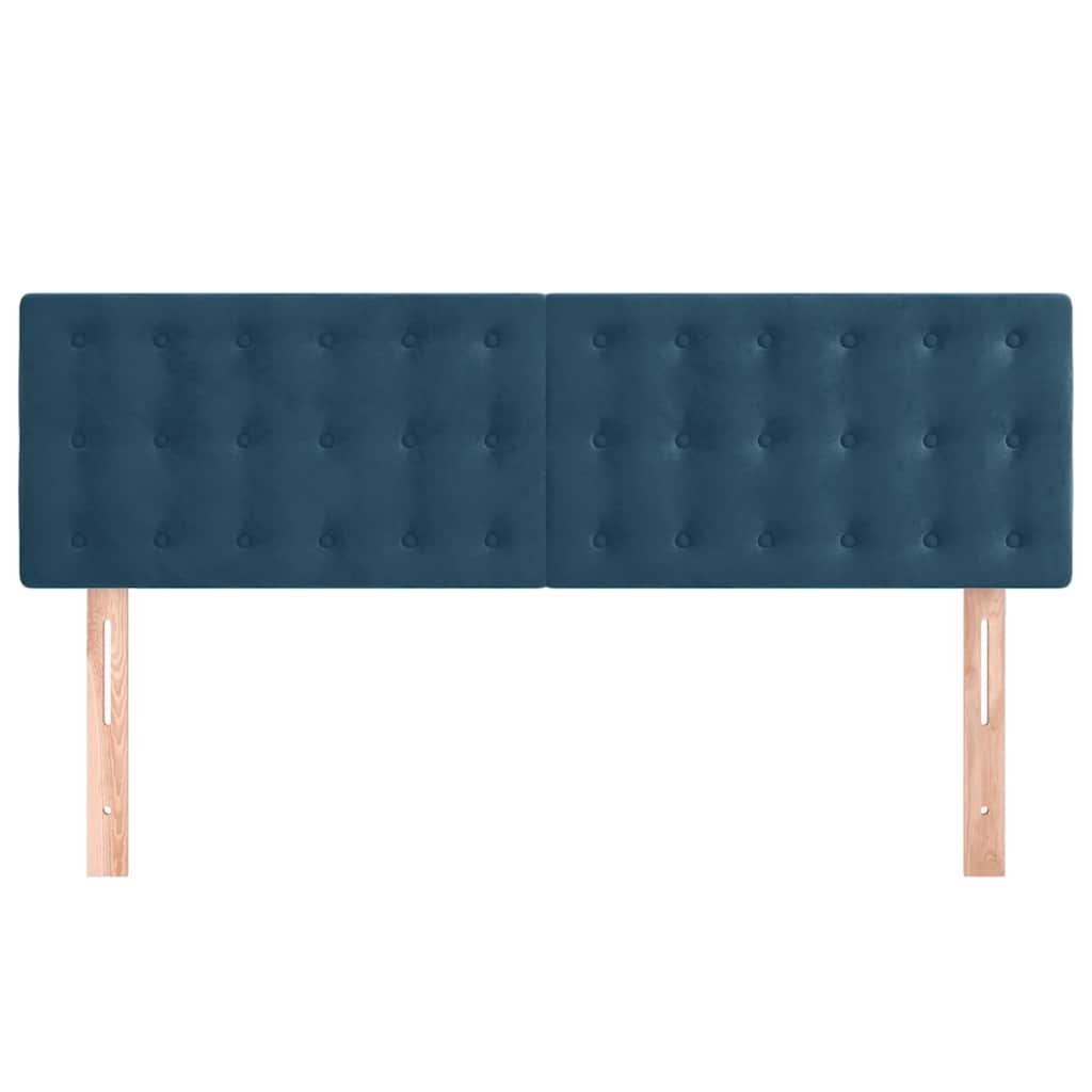 sengegavle 144x5x78/88 cm fløjl mørkeblå
