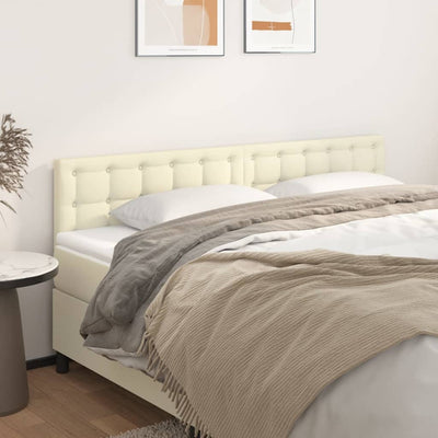 sengegavle 160x5x78/88 cm kunstlæder cremefarvet