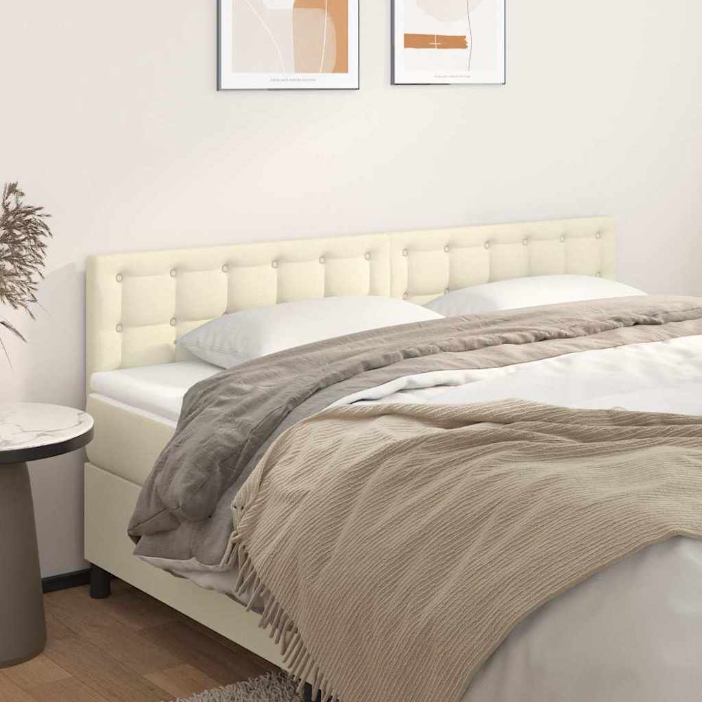 sengegavle 180x5x78/88 cm kunstlæder cremefarvet