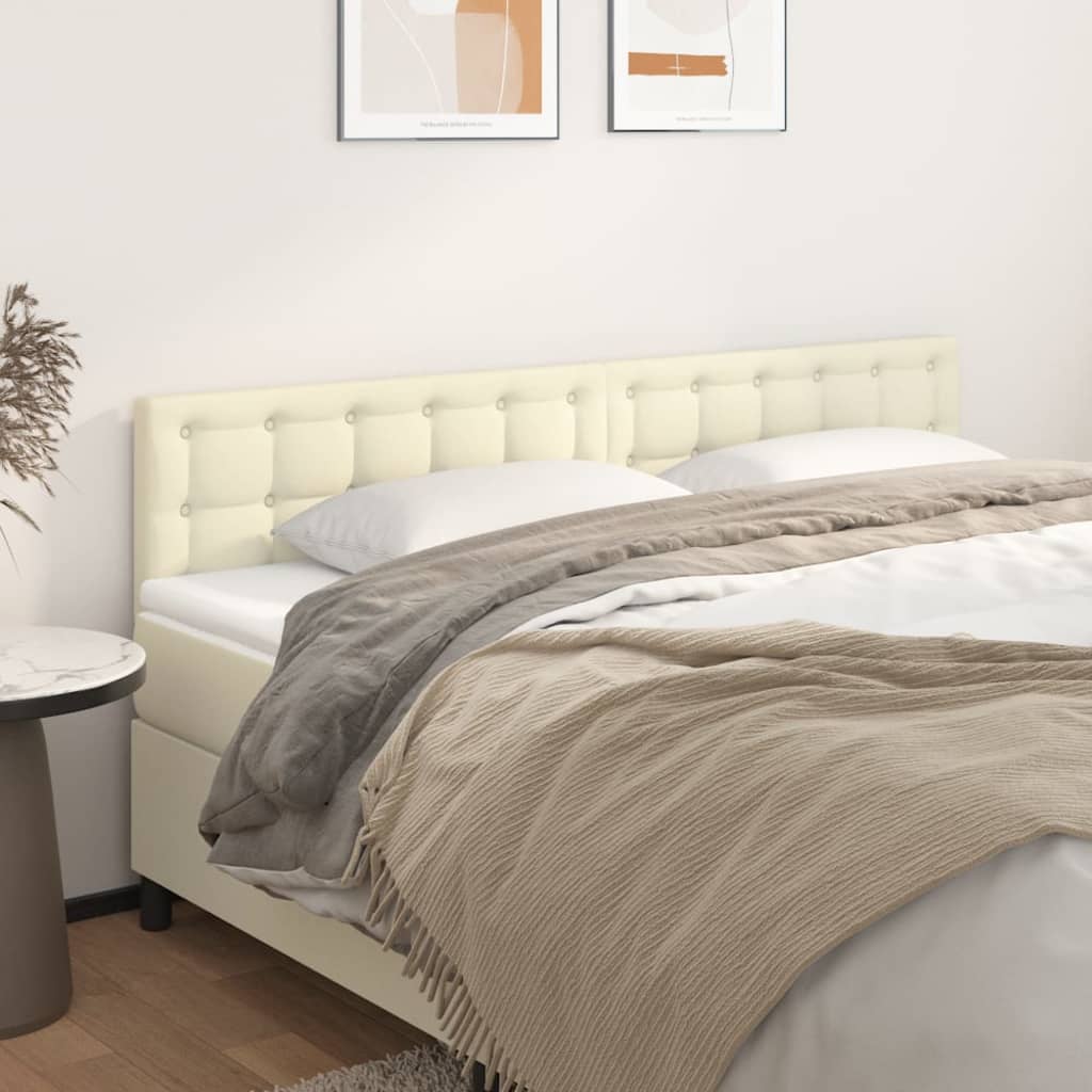 sengegavle 200x5x78/88 cm kunstlæder cremefarvet