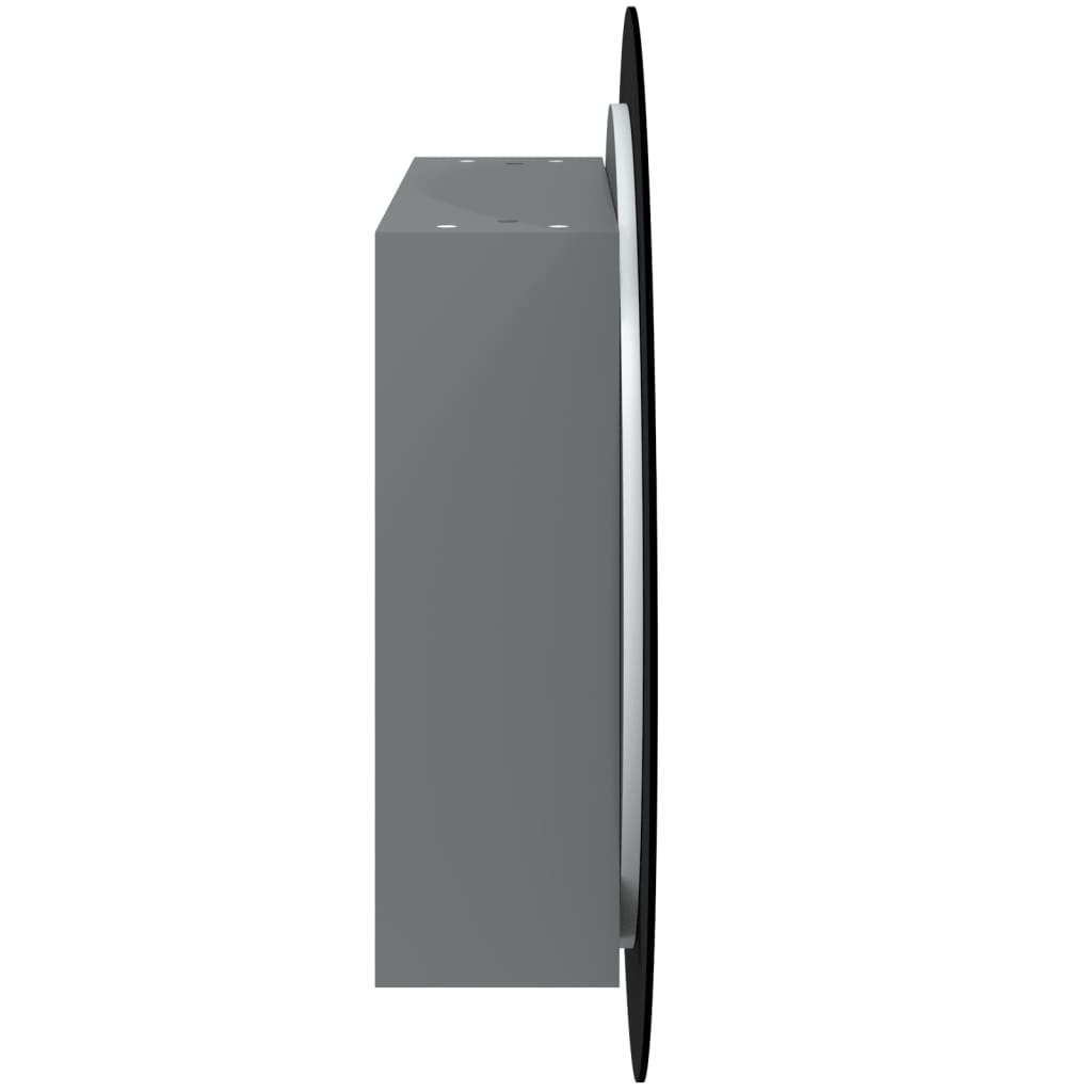 badeværelsesskab med rundt spejl og LED-lys 40x40x17,5 cm grå