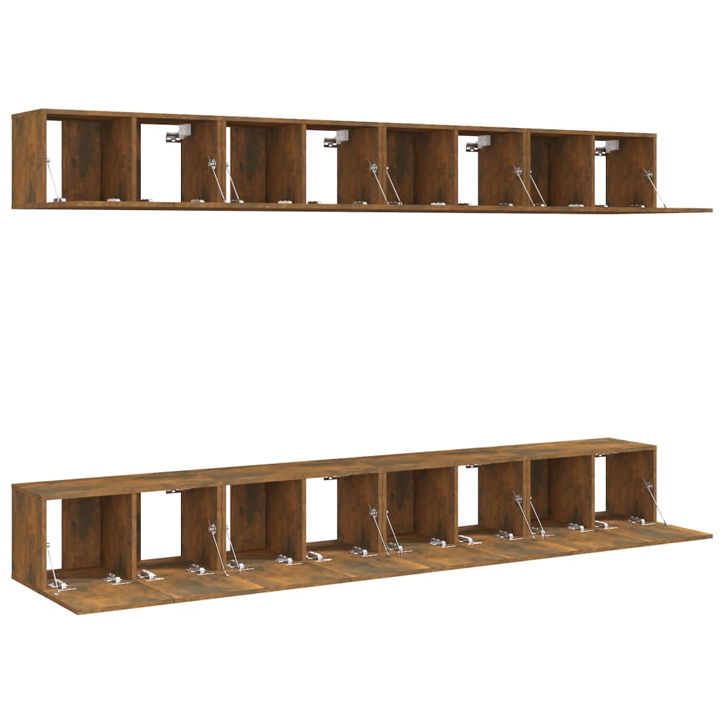 tv-skabe 8 stk. 60x30x30 cm konstrueret træ røget egetræsfarve