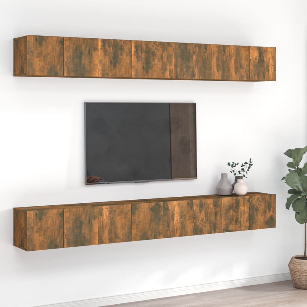 tv-skabe 8 stk. 60x30x30 cm konstrueret træ røget egetræsfarve