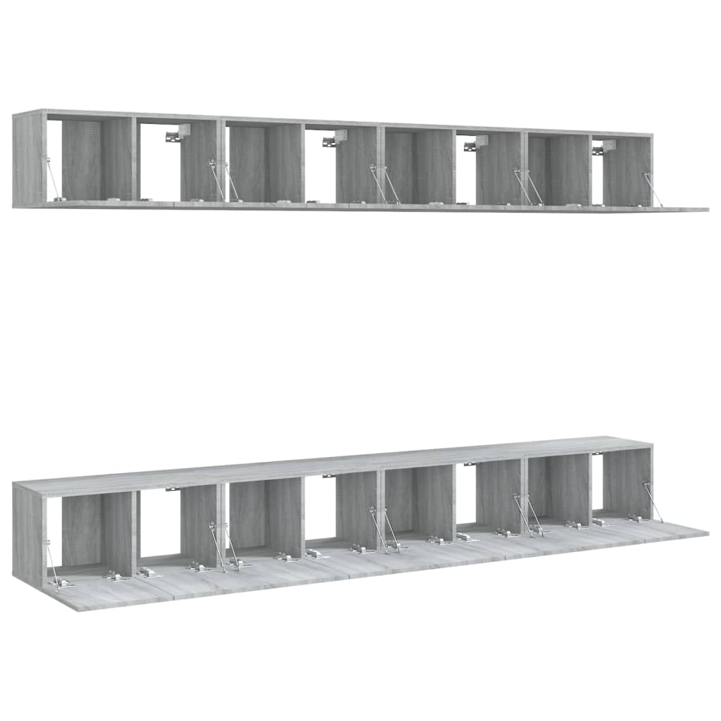 tv-skabe 8 stk. 60x30x30 cm konstrueret træ grå sonoma-eg