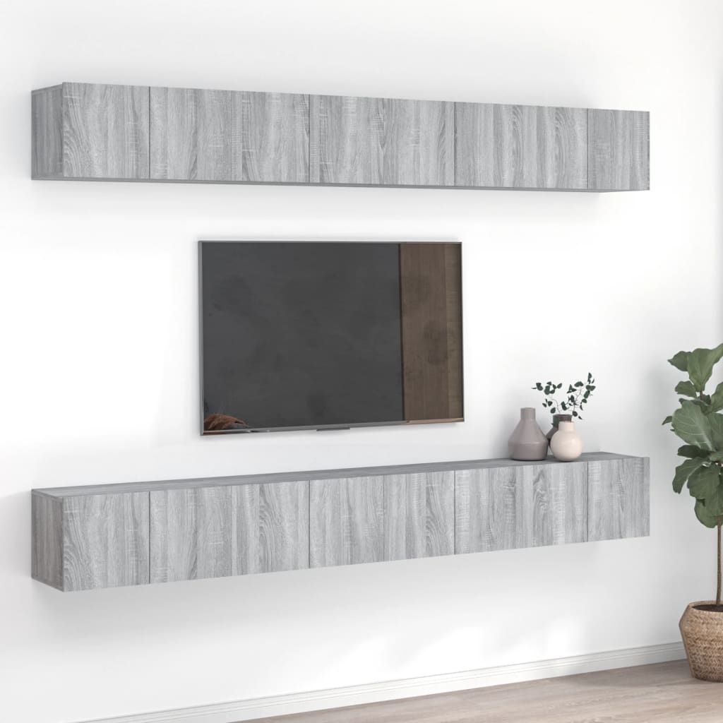 tv-skabe 8 stk. 60x30x30 cm konstrueret træ grå sonoma-eg