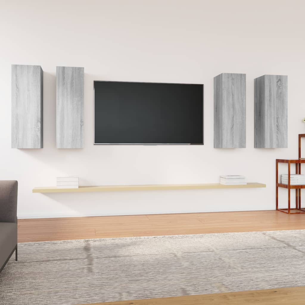tv-skabe 4 stk. 30,5x30x90 cm konstrueret træ grå sonoma-eg