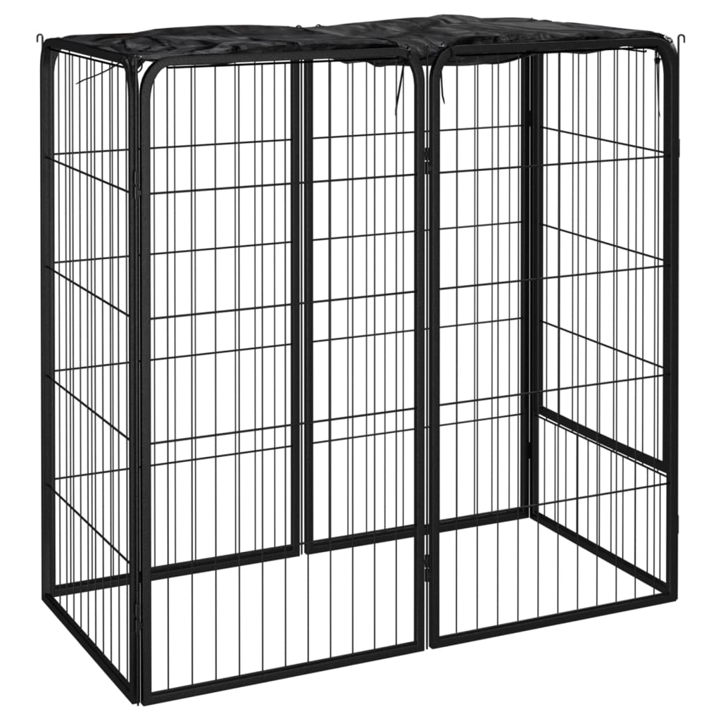 hundegård 50x100 cm 6 paneler pulverlakeret stål sort