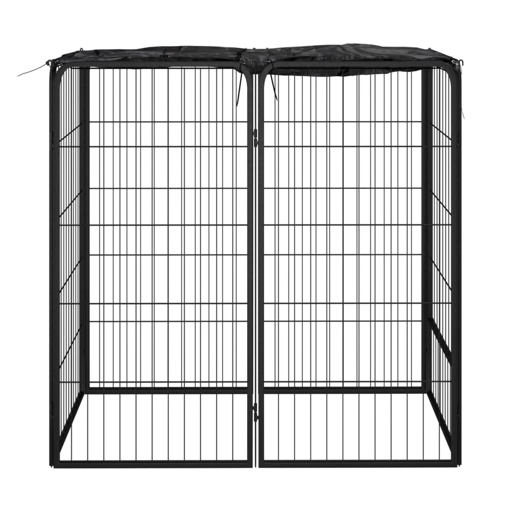 hundegård 50x100 cm 6 paneler pulverlakeret stål sort