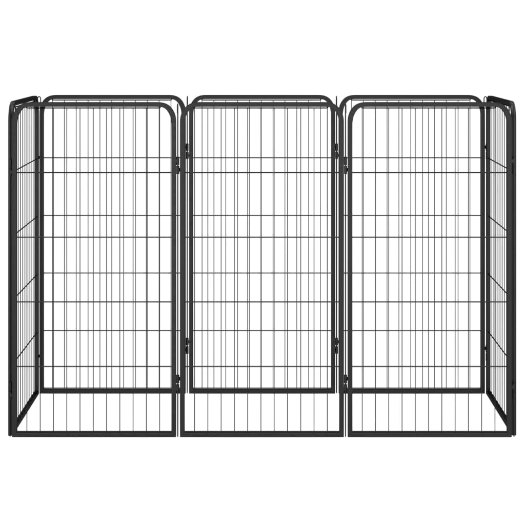 8-panels hundegård 50x100 cm pulverlakeret stål sort