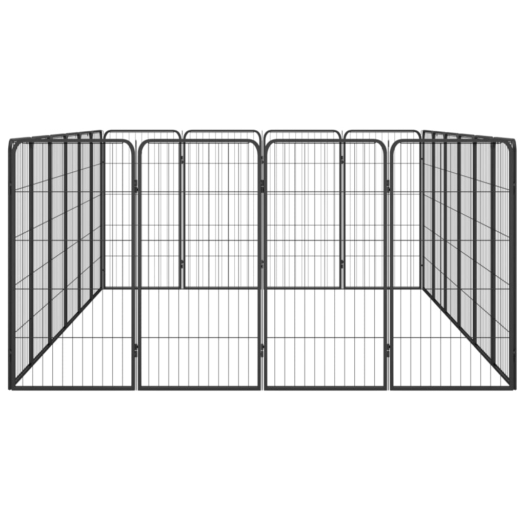 20-panels hundegård 50x100 cm pulverlakeret stål sort