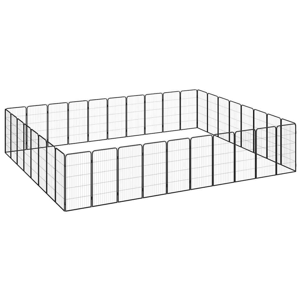 36-panels hundegård 50x100 cm pulverlakeret stål sort