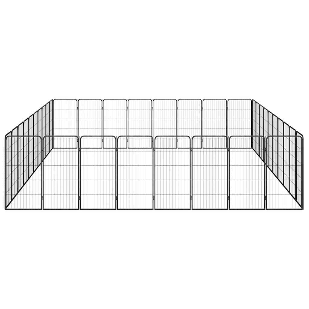 36-panels hundegård 50x100 cm pulverlakeret stål sort