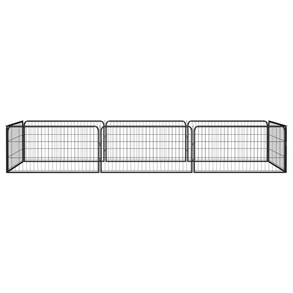 8-panels hundegård 100x50 cm pulverlakeret stål sort
