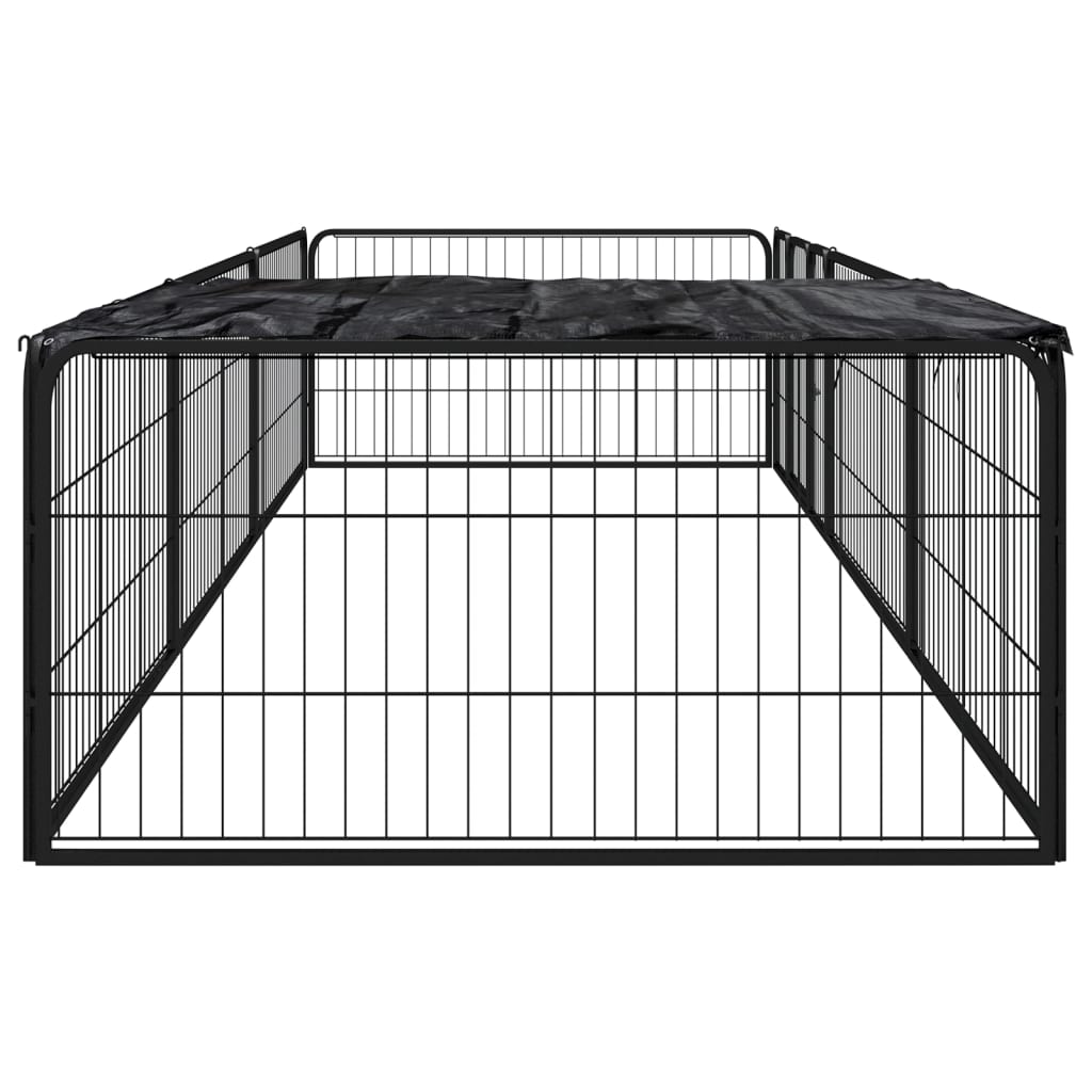 8-panels hundegård 100x50 cm pulverlakeret stål sort