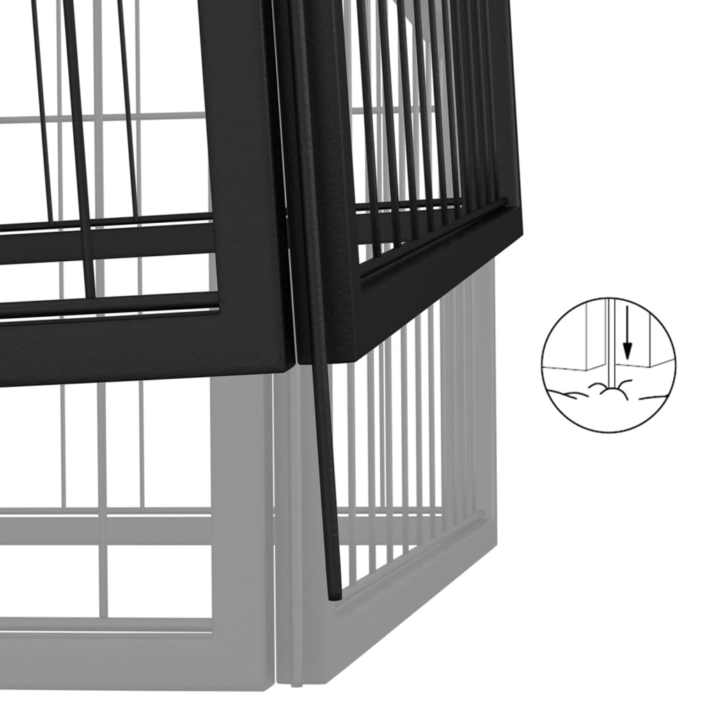 8-panels hundegård 100x50 cm pulverlakeret stål sort