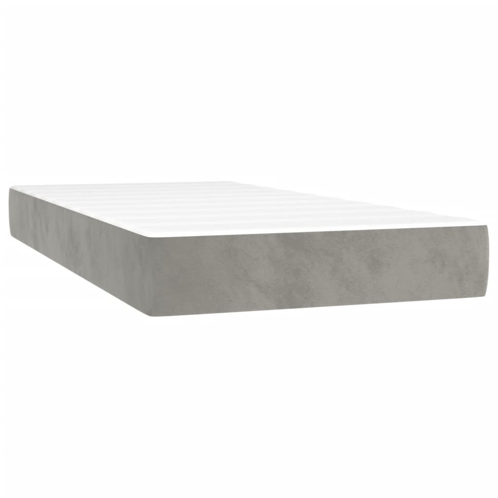 springmadras med pocketfjedre medium 100x190x20 cm fløjl lysegrå