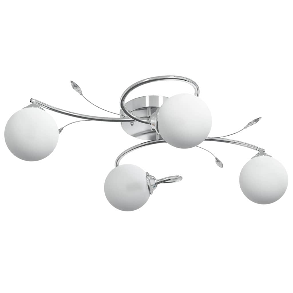 loftlampe med runde glasskærme til 4 G9 LED-pærer