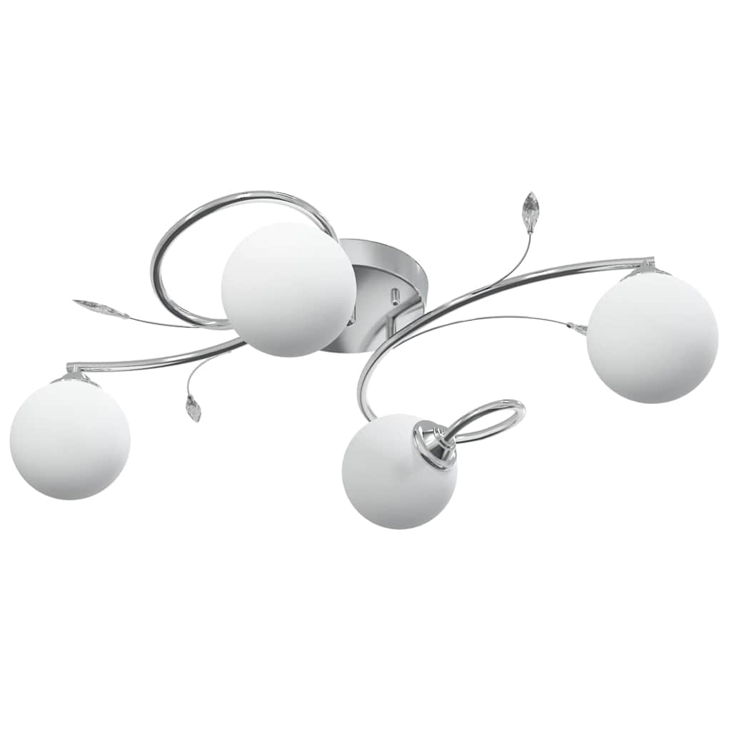 loftlampe med runde glasskærme til 4 G9 LED-pærer