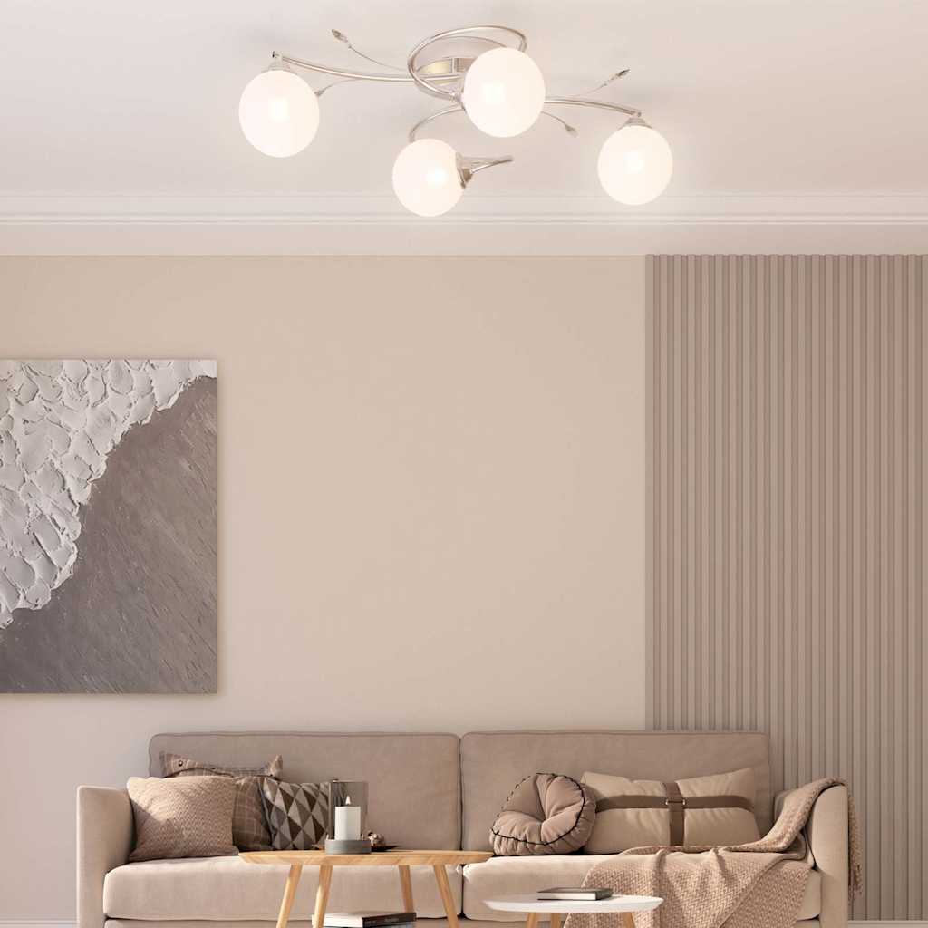 loftlampe med runde glasskærme til 4 G9 LED-pærer