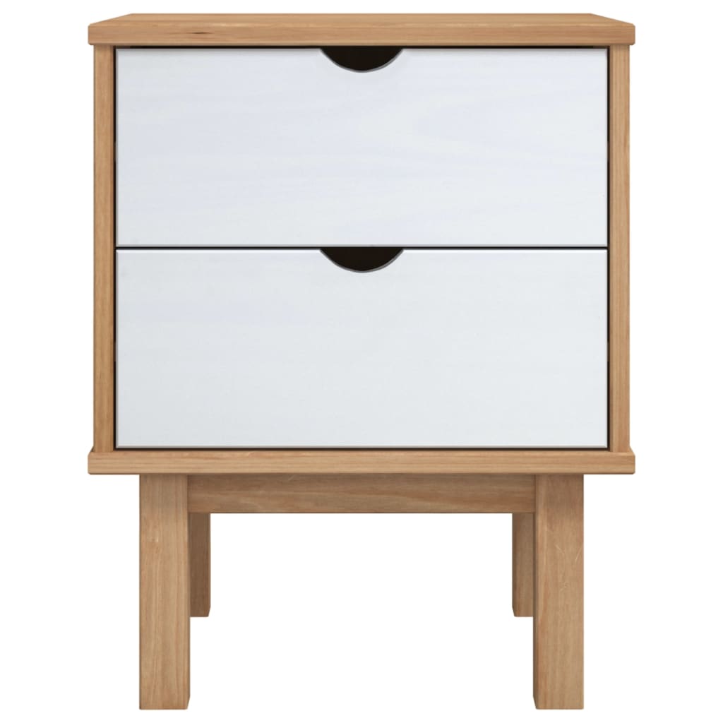 sengebord OTTA 45x39x57 cm massivt fyrretræ brun og hvid
