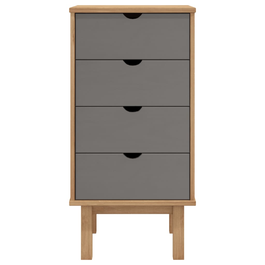 kommode OTTA 45x39x90 cm massivt fyrretræ brun og grå