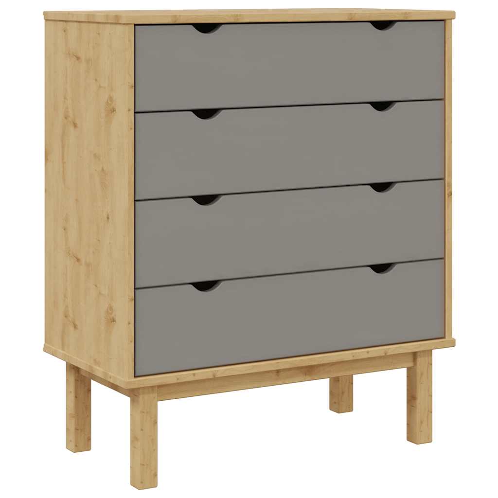 kommode OTTA 76,5x39,5x90 cm massivt fyrretræ brun og grå