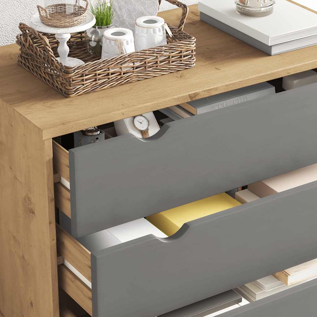 kommode OTTA 76,5x39,5x90 cm massivt fyrretræ brun og grå