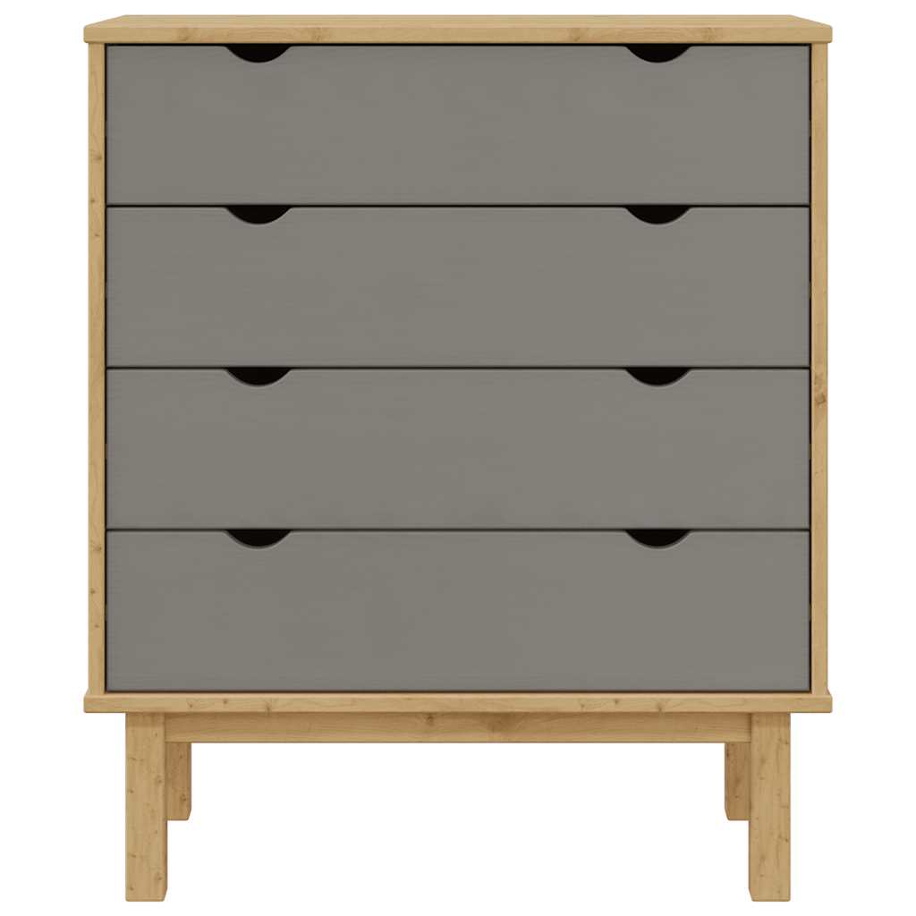 kommode OTTA 76,5x39,5x90 cm massivt fyrretræ brun og grå