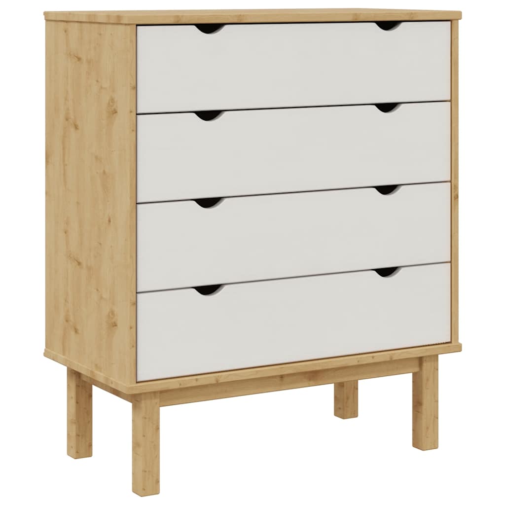 kommode OTTA 76,5x39,5x90 cm massivt fyrretræ brun og hvid