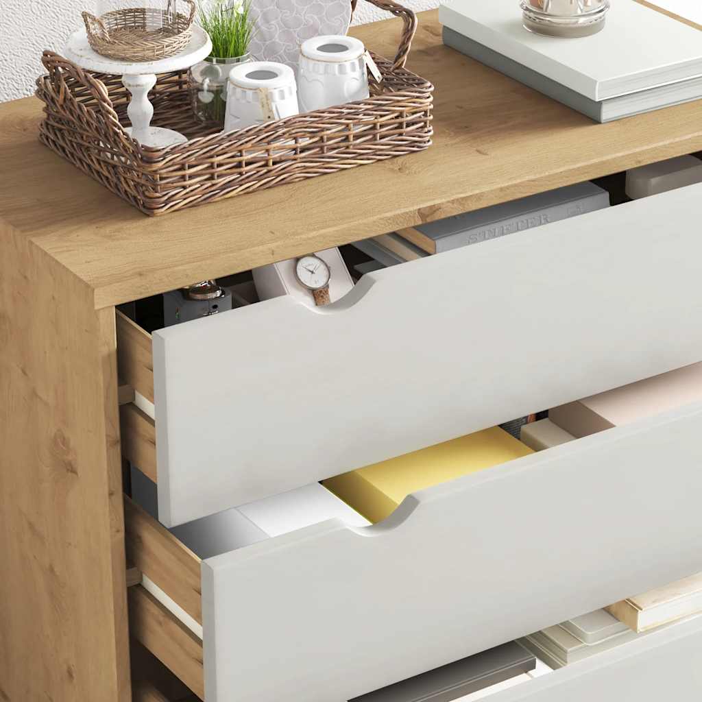 kommode OTTA 76,5x39,5x90 cm massivt fyrretræ brun og hvid