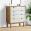 kommode OTTA 76,5x39,5x90 cm massivt fyrretræ brun og hvid