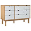kommode OTTA 111x43x73,5 cm massivt fyrretræ brun og hvid