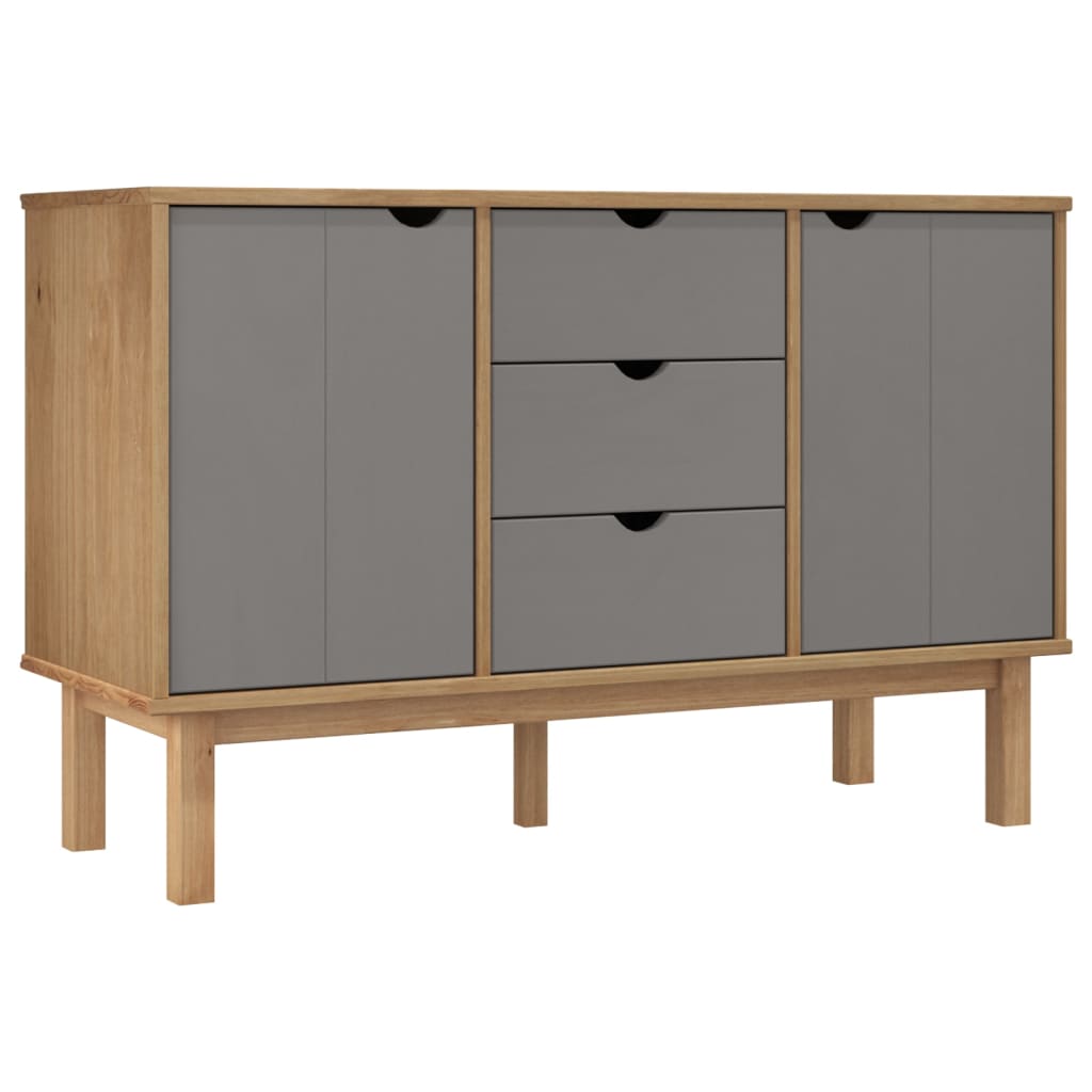 skænk OTTA 113,5x43x73 cm massivt fyrretræ brun og grå