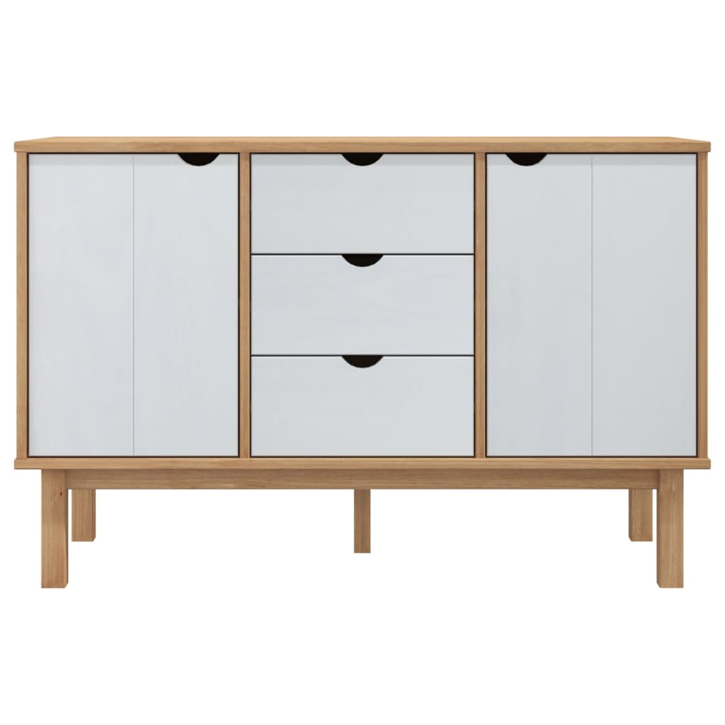 skænk OTTA 113,5x43x73 cm massivt fyrretræ brun og hvid