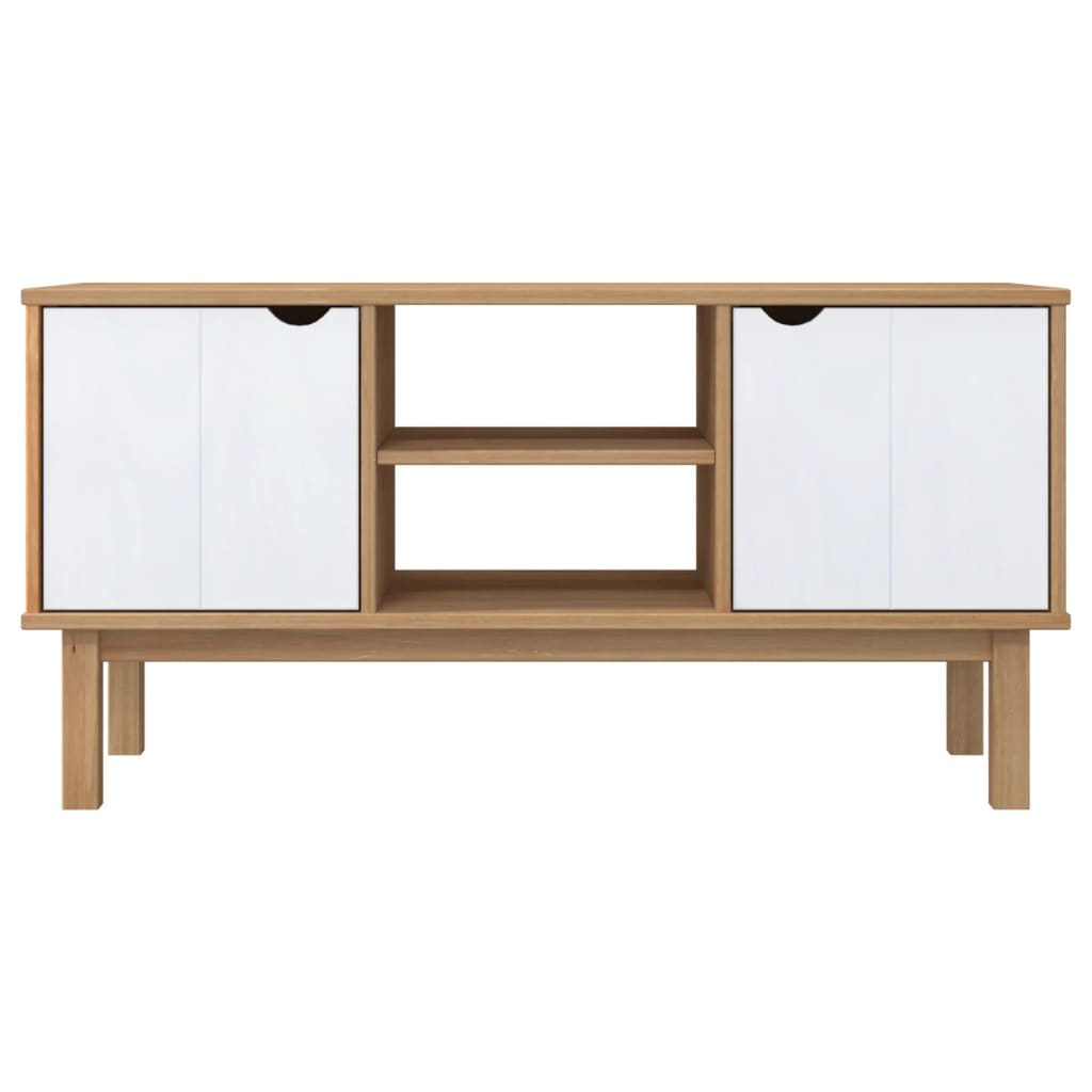 tv-skab OTTA 113,5x43x57 cm massivt fyrretræ brun og hvid