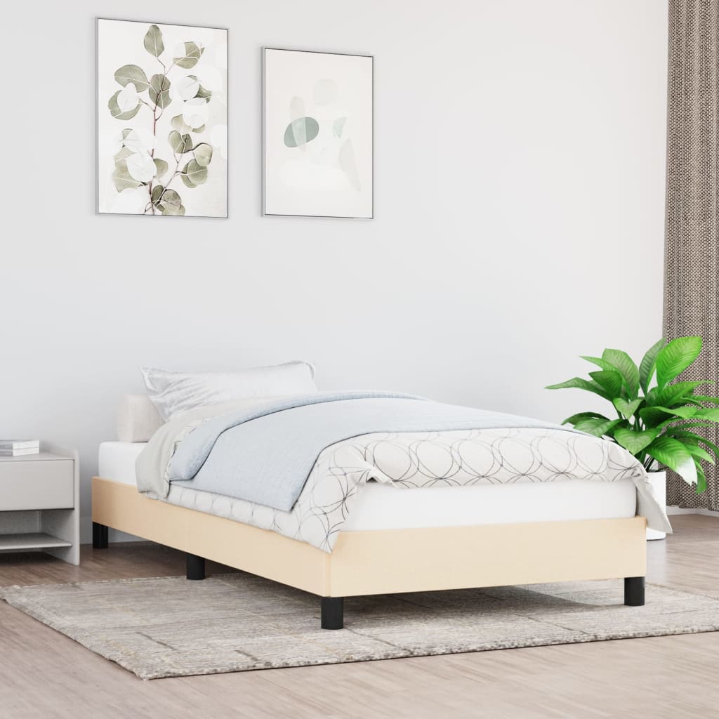 sengeramme uden madras 80x200 cm stof cremefarvet