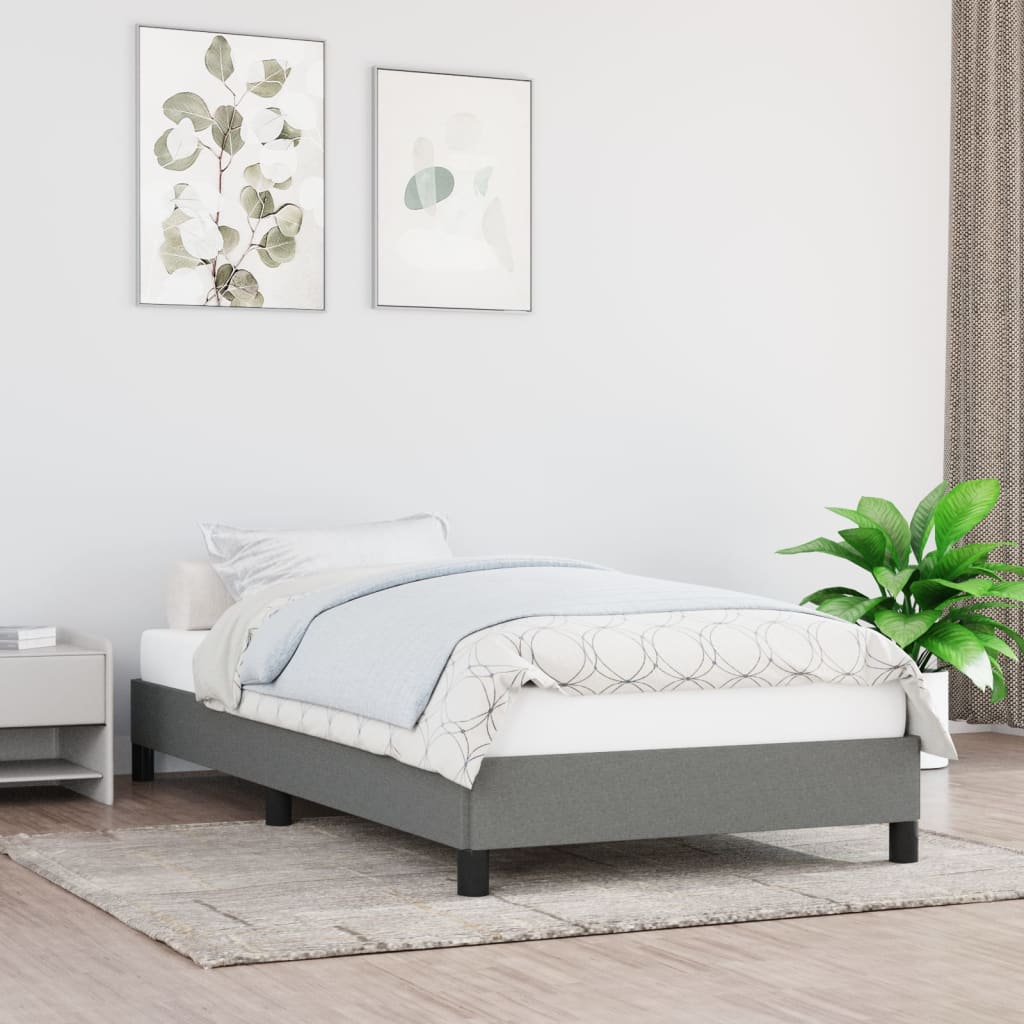 Sengeramme uden madras Mørkegrå 90x190 cm Stof