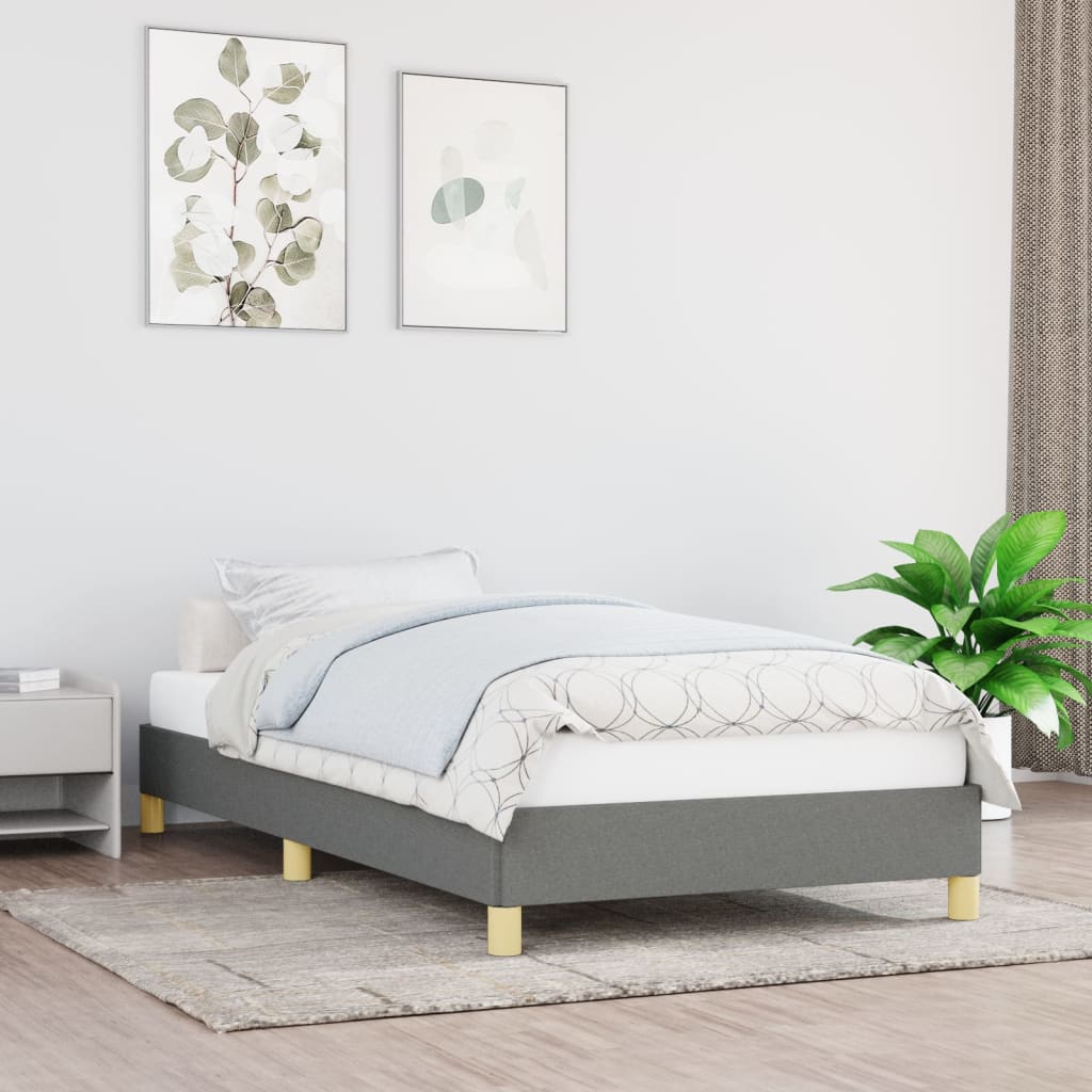 Sengeramme uden madras Mørkegrå 90x190 cm Stof