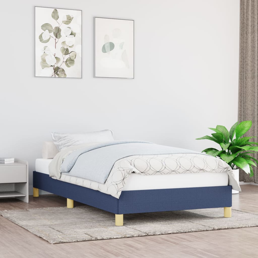 sengeramme uden madras 90x190 cm stof blå