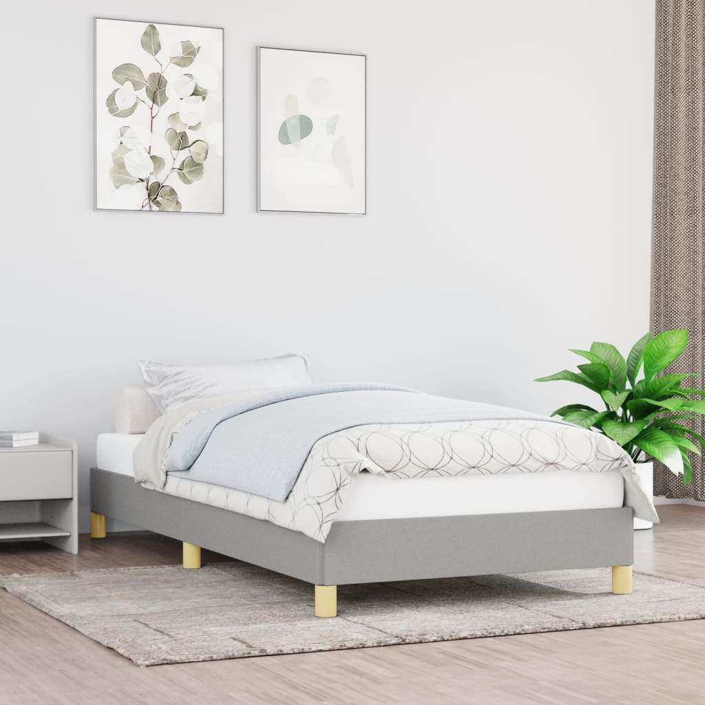 Sengeramme uden madras Lysegrå 90x200 cm Stof