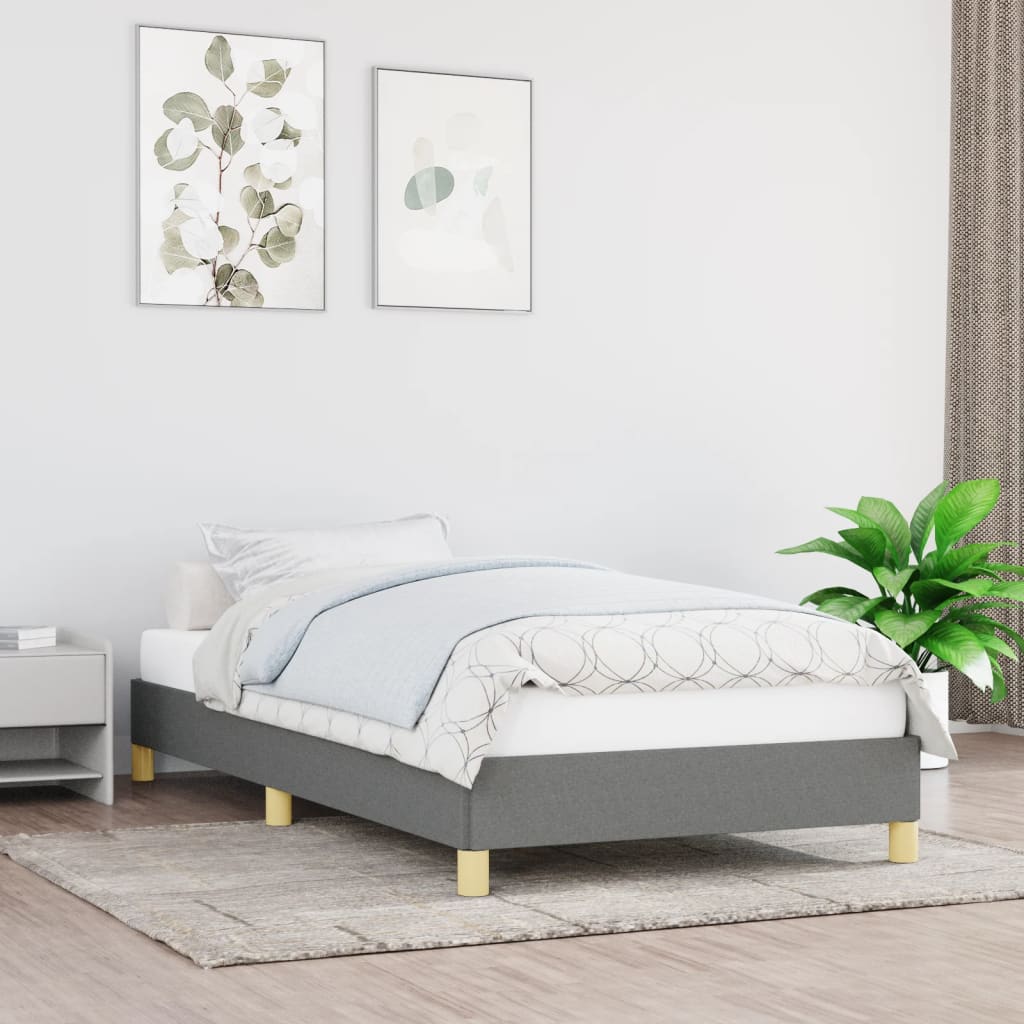 Sengeramme uden madras Mørkegrå 90x200 cm Stof