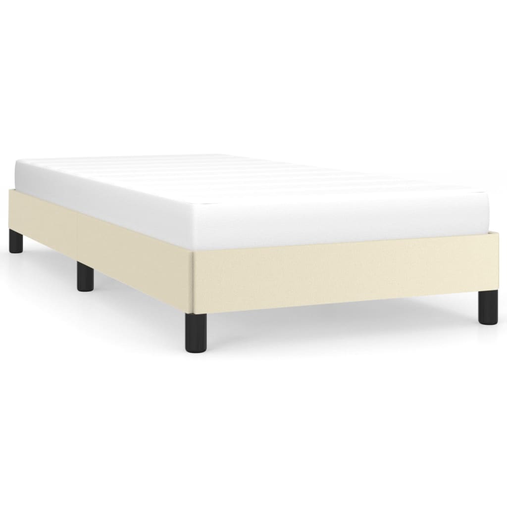 sengeramme 90x200 cm kunstlæder cremefarvet
