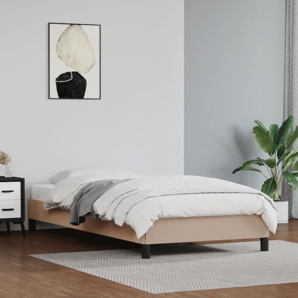 sengeramme 90x200 cm kunstlæder cappuccinofarvet