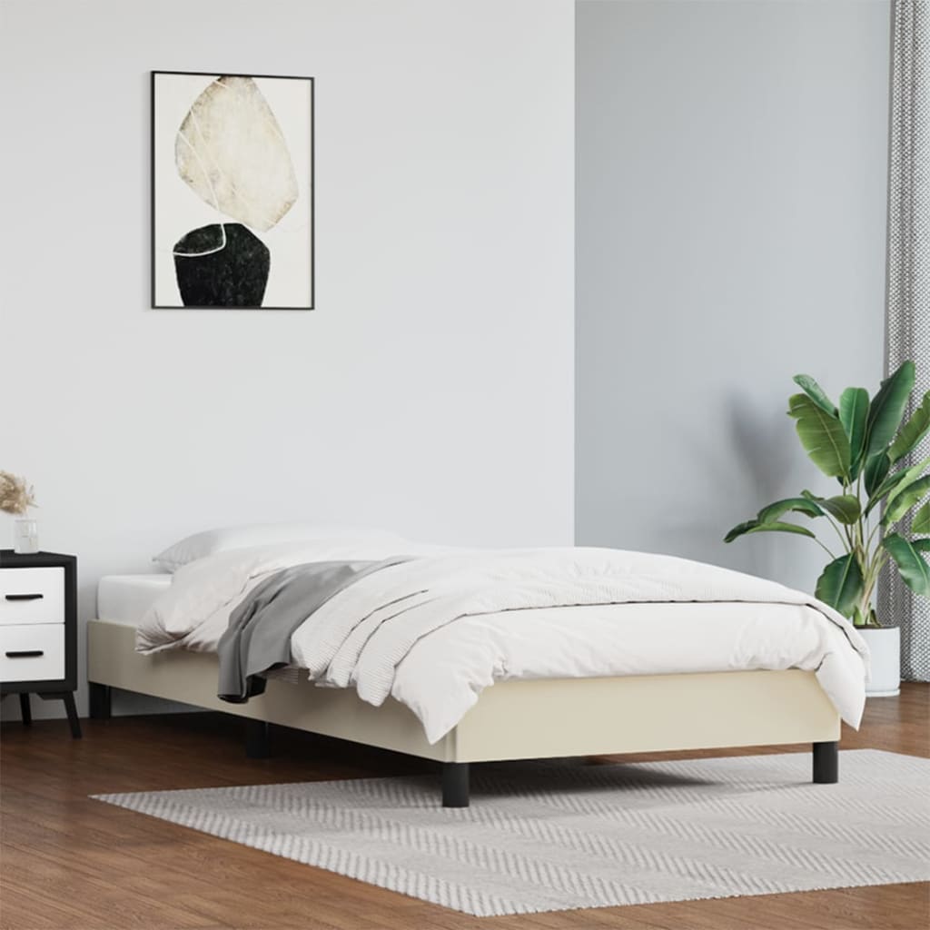 sengeramme 100x200 cm kunstlæder cremefarvet