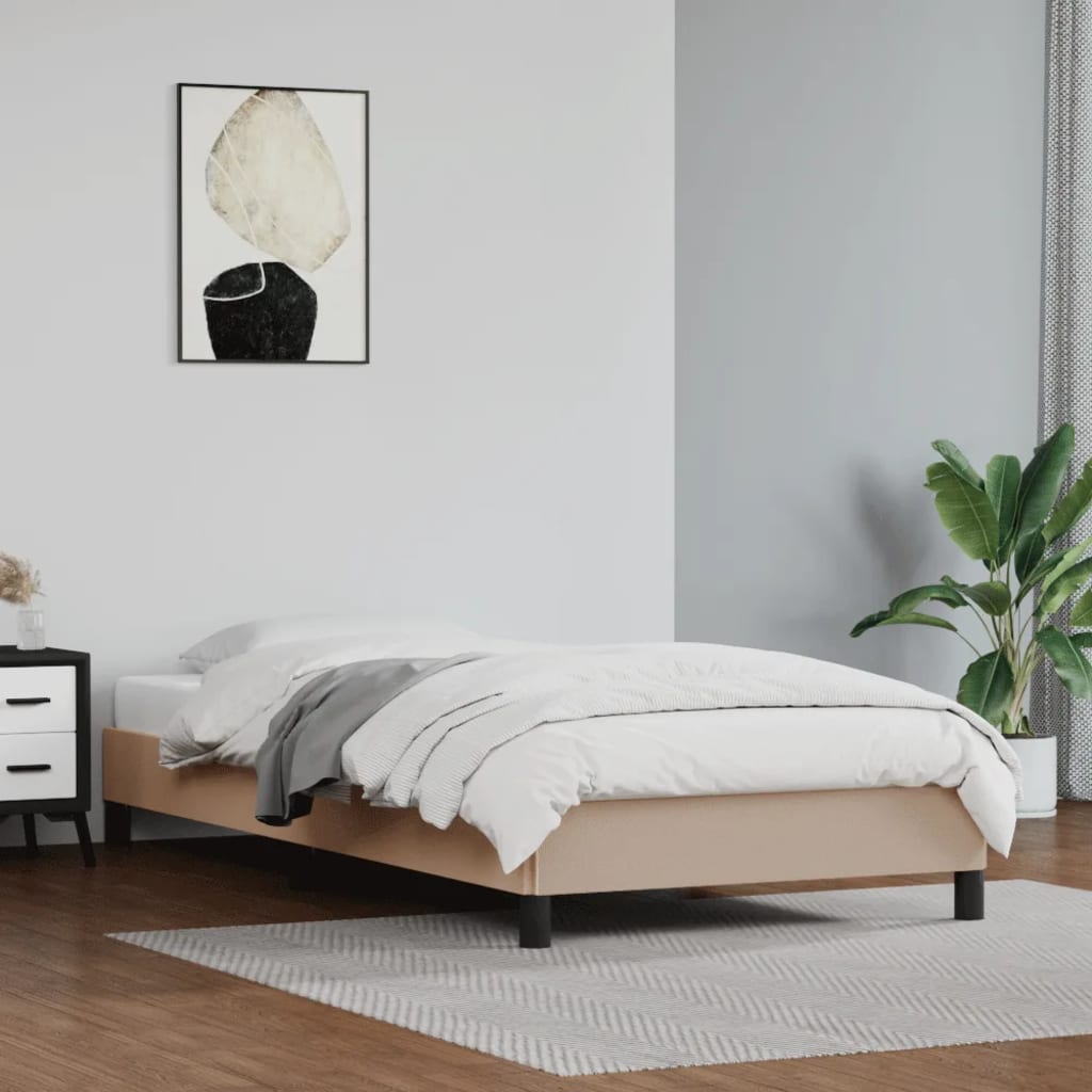 sengeramme 100x200 cm kunstlæder cappuccinofarvet