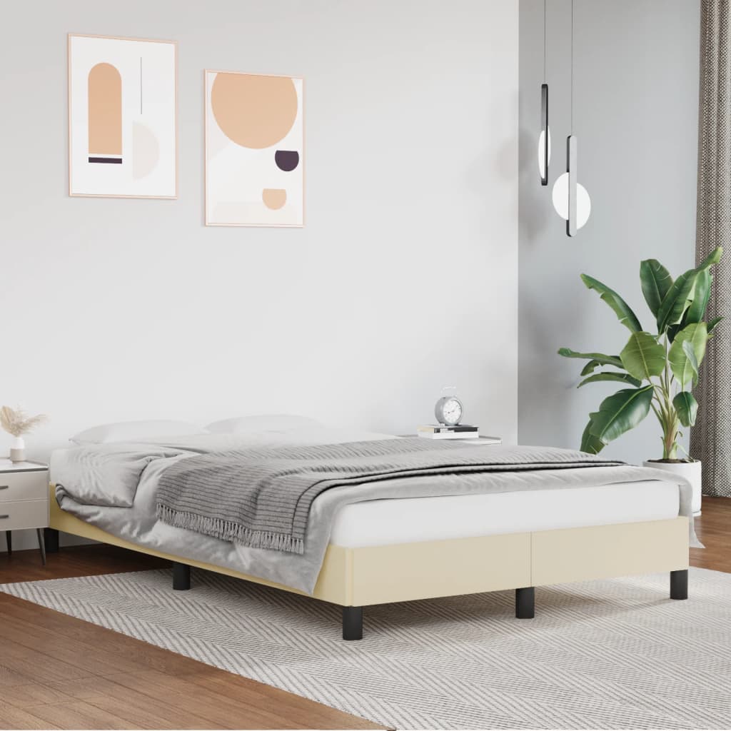 sengeramme 120x200 cm kunstlæder cremefarvet