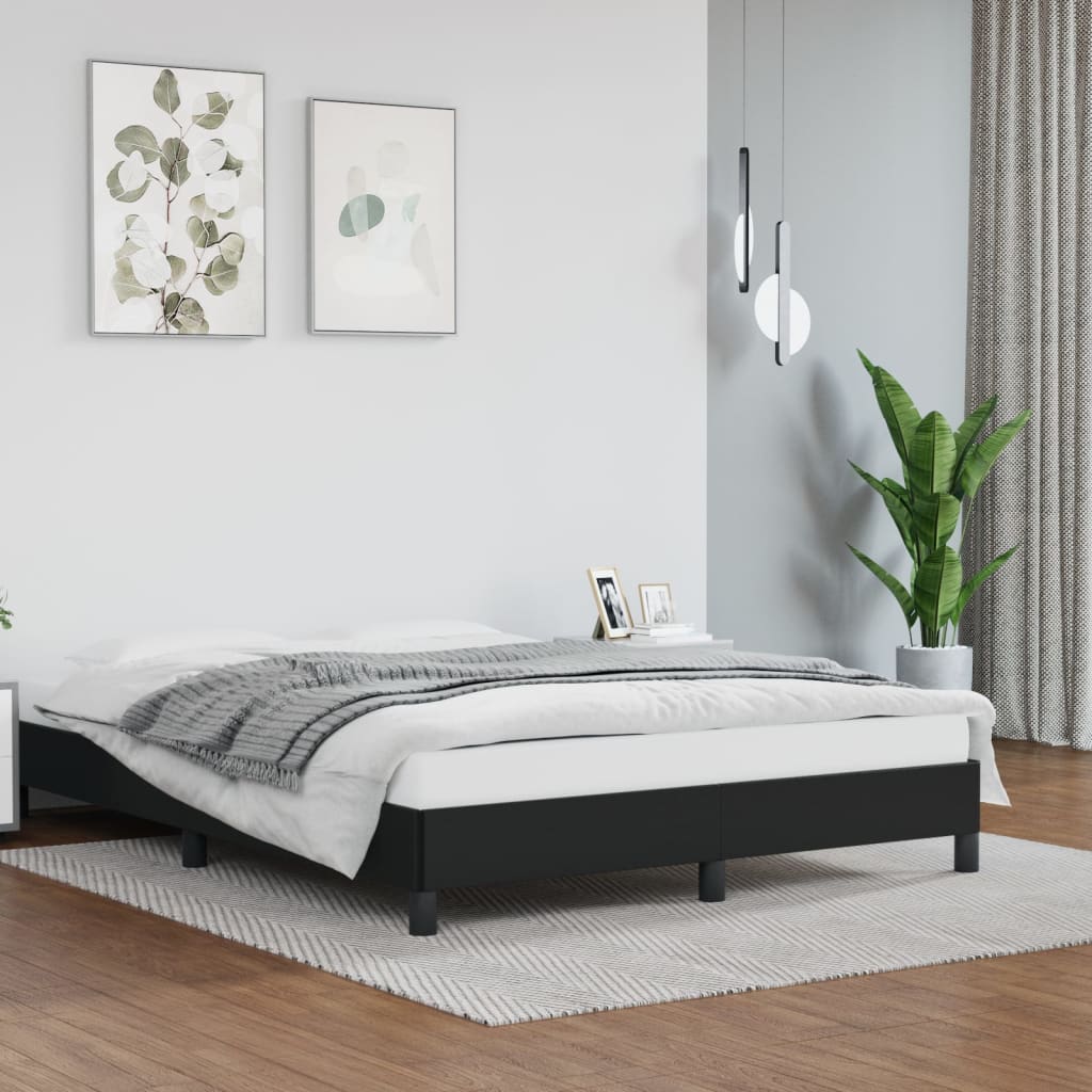 sengeramme 140x190 cm kunstlæder sort
