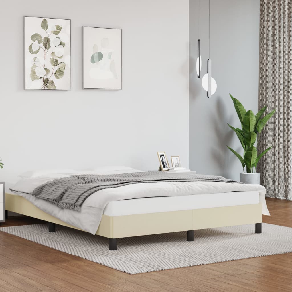 sengeramme 140x190 cm kunstlæder cremefarvet
