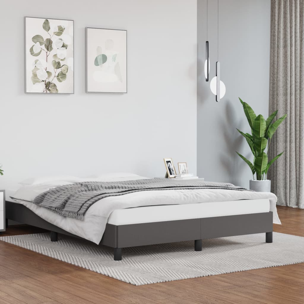 sengeramme 140x190 cm kunstlæder grå